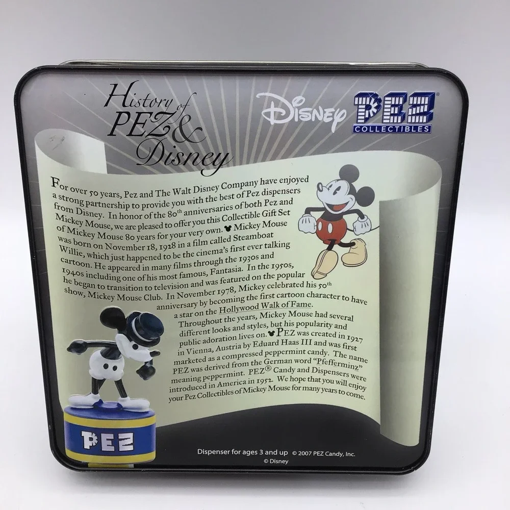 Disney Mickey Mouse 80th Anniversary PEZ Collectible Tin Set Limited Edition New